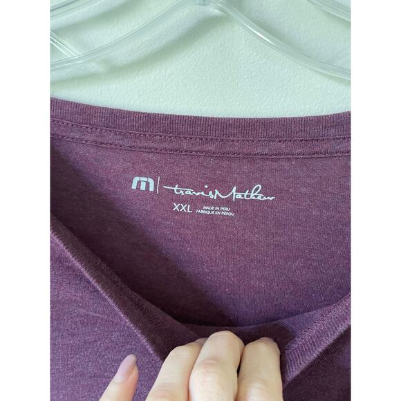 Travis Mathew Prima Soft Cotton Long Sleeve Shirt Maroon Purple Gray XXL NEW - Picture 7 of 7